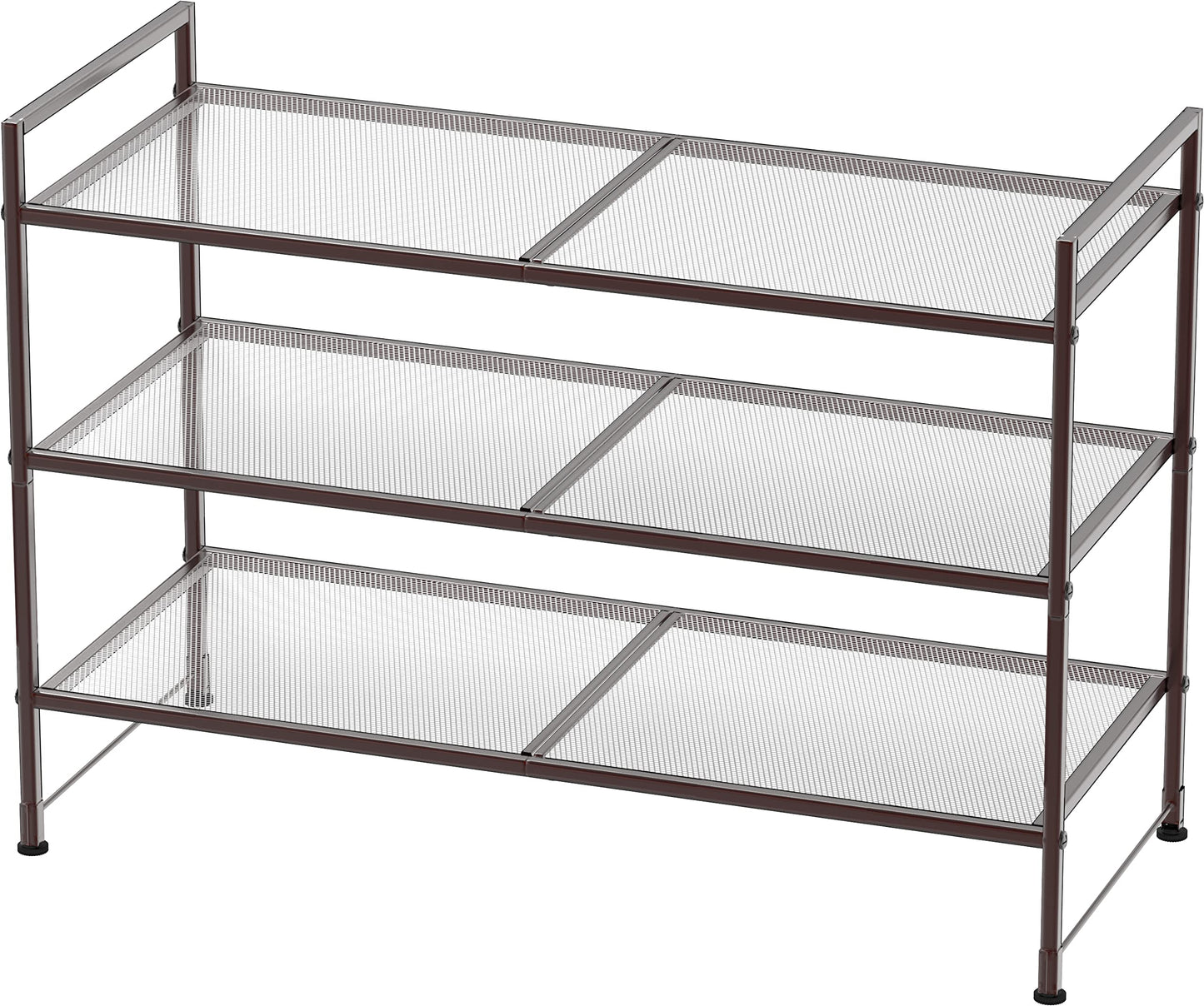 Simple Houseware 3-Tier Stackable Mesh Shoe Rack, Bronze