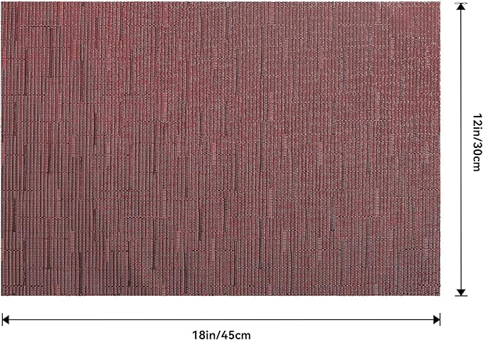 Leetaltree Burgundy Placemats Set of 8 - Heat Resistant Non-Slip Place mats for Dining Table, Washable Durable PVC Vinyl Woven Table Mats(Burgundy, 8)