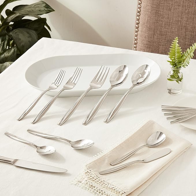 Oneida Camlynn Mirror 45 Piece Casual Flatware Set, 18/0 Stainless, Service for 8,Silver (Pack of 3)