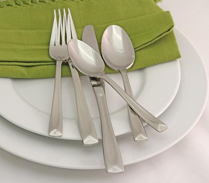 Oneida Lincoln 20 Piece Everyday Flatware, Service for 4, 18/0 Stainless Steel, Silverware Set, Dishwasher Safe, Silver (Pack of 3)