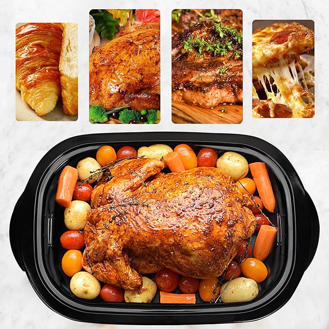20 Quart Electric Roaster Oven with Self-Basting Lid, Turkey Roaster with Defrost Warm Function, Adjustable Temperature, Removable Pan Rack, Stainless Steel, Silver