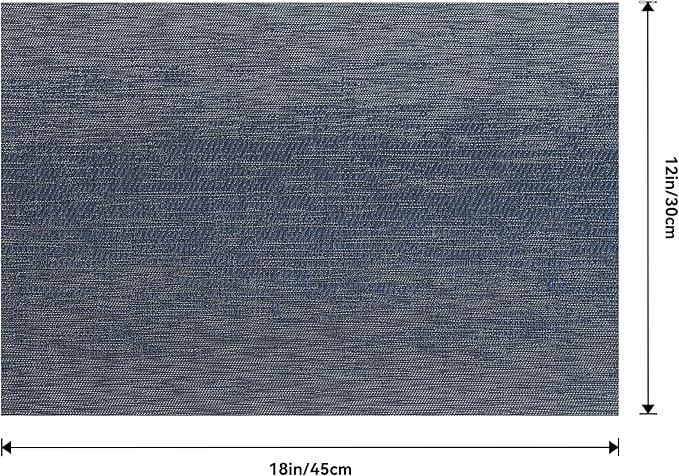Leetaltree Denim Blue Placemats Set of 6 - Heat Resistant Non-Slip Place mats for Dining Table, Washable Durable PVC Vinyl Woven Table Mats(Denim Blue, 6)