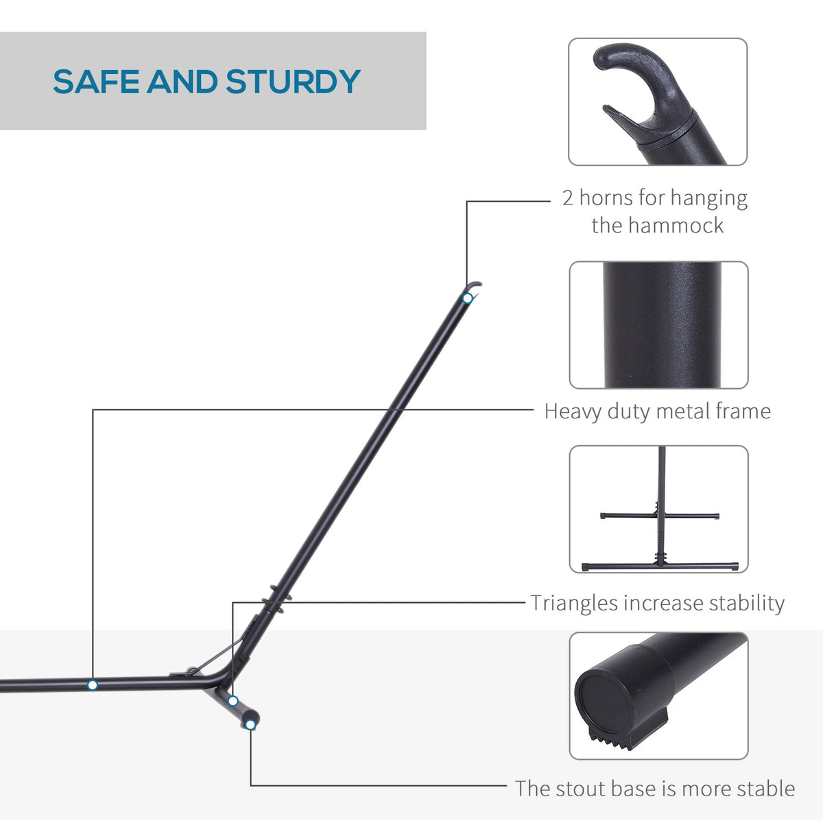 Universal Hammock Stand 10-13ft Adjustable Steel Stand Space-Saving and Portable Carrying for Indoor and Outdoor Use, Black