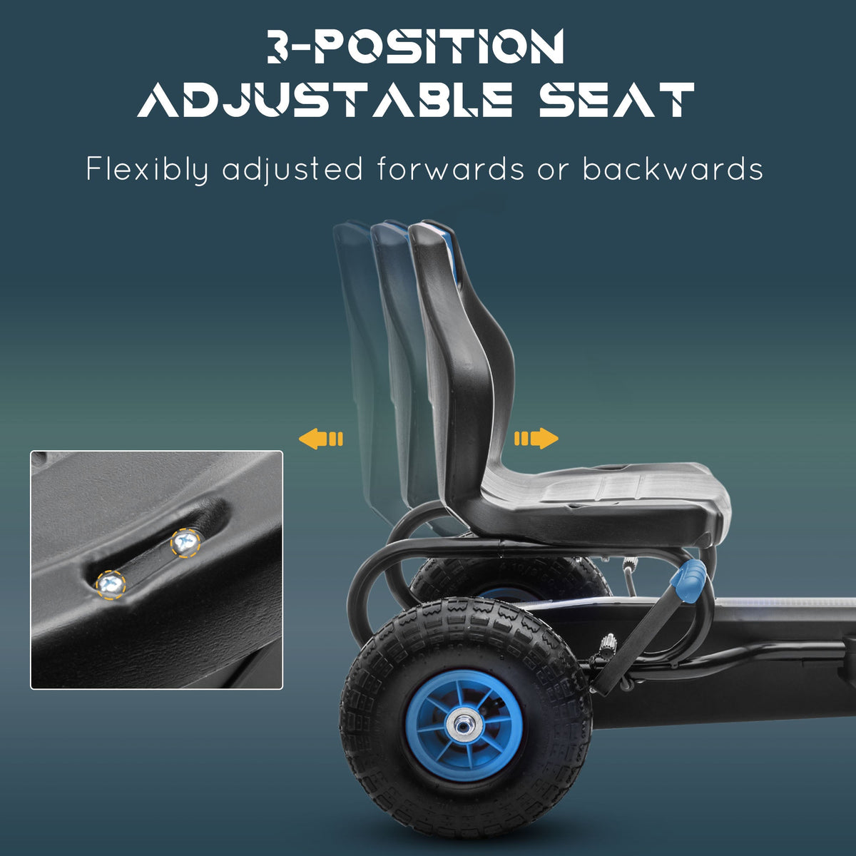 Kids Pedal Go Kart Ride-on Toy with Ergonomic Comfort, Pedal Car with Tough, Wear-Resistant Tread, Blue