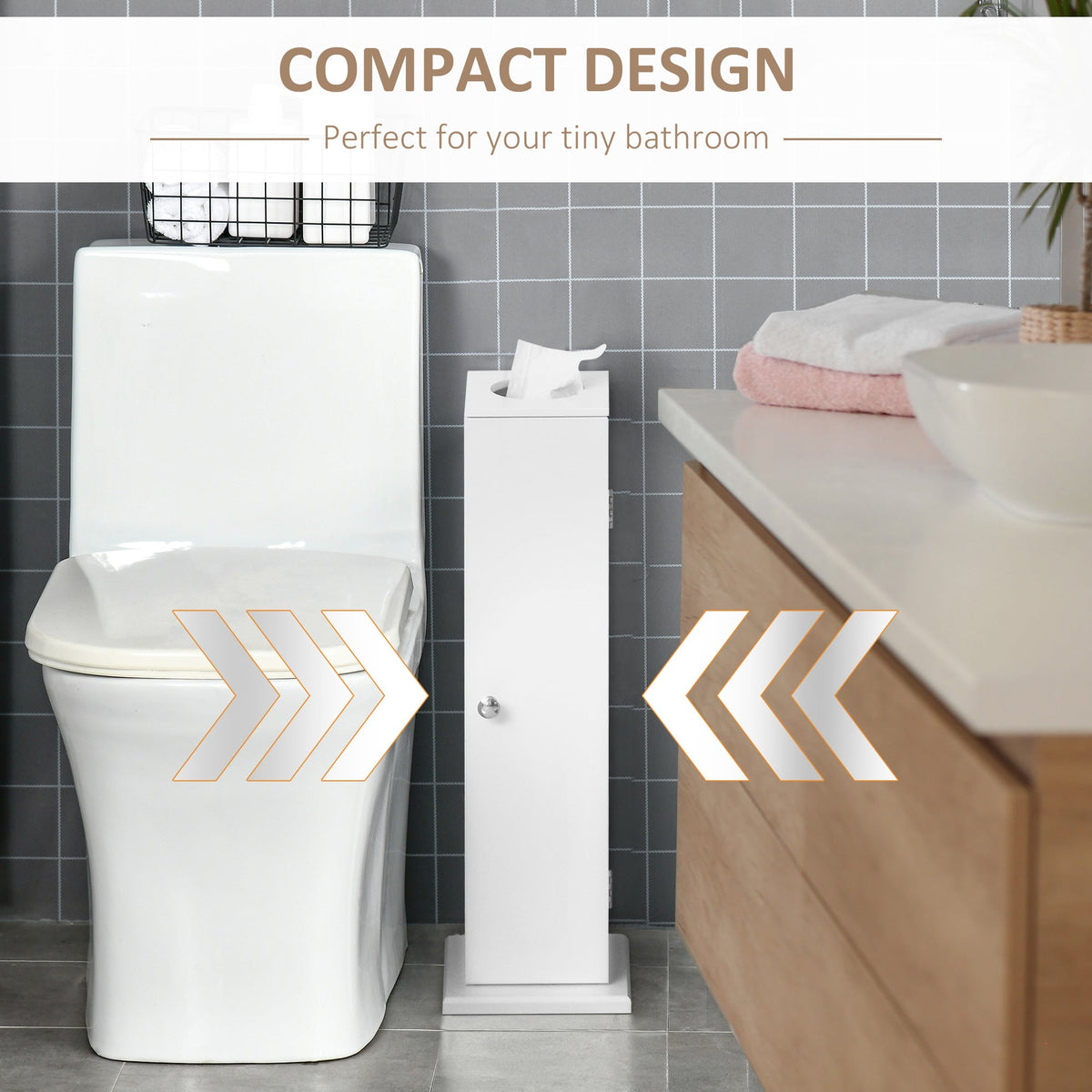 Small Toilet Paper Cabinet, Bathroom Corner Cabinet with Doors and Shelves for Paper Shampoo, White