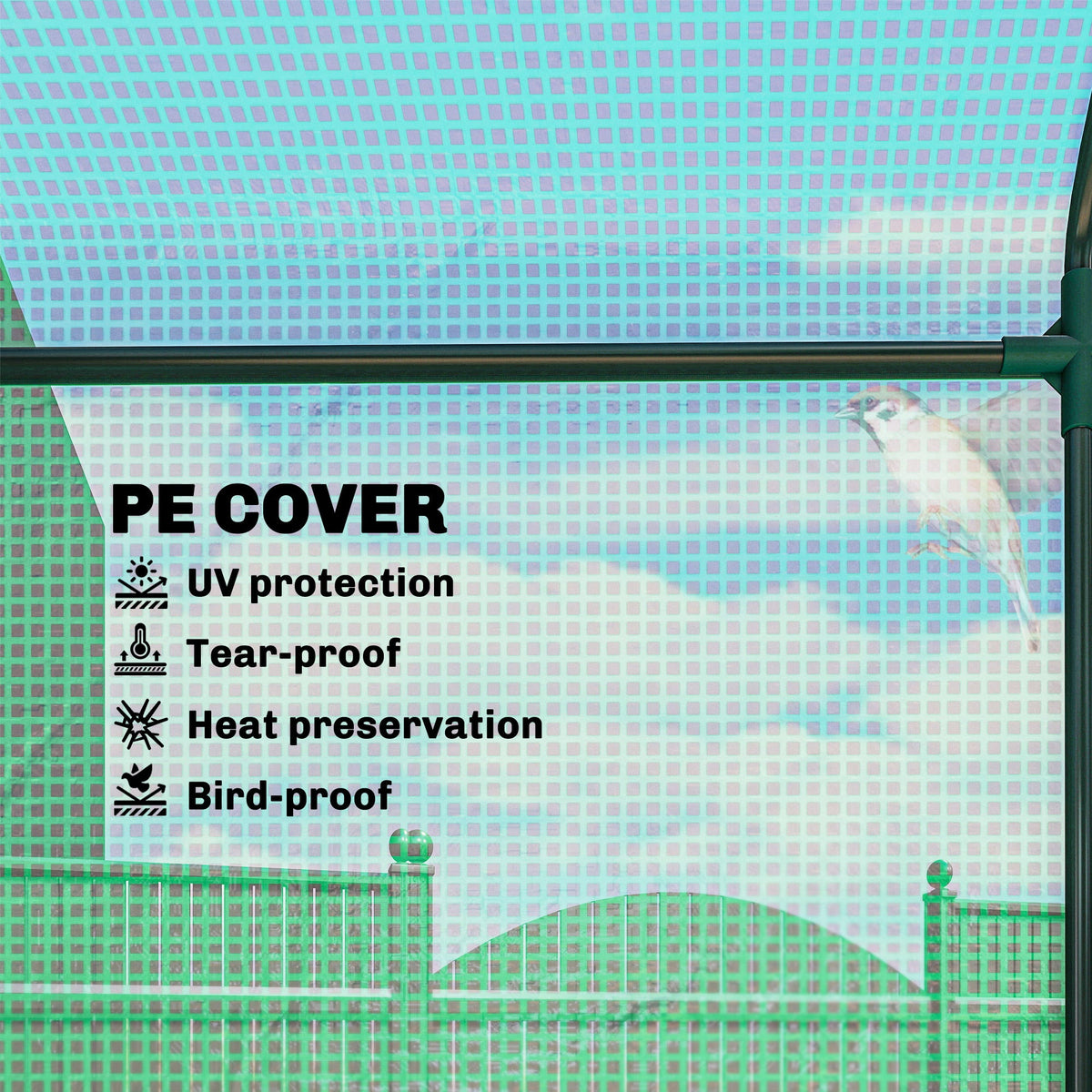 6' x 3' x 5' Portable Walk-in Greenhouse, PE Cover, Steel Frame Garden Hot House, Zipper Door, Top Vent for Flowers, Vegetables, Saplings, Tropical Plants, Green