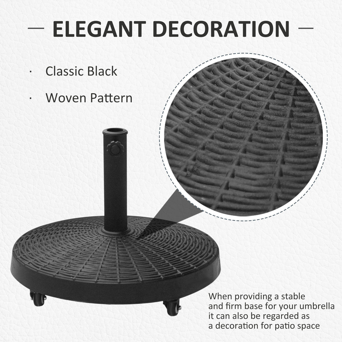 20.5" Heavy Duty Umbrella Stand, 50 lbs. Umbrella Base for 1.5" or 2" Umbrella Poles, Patio Market Stand for Deck, Black