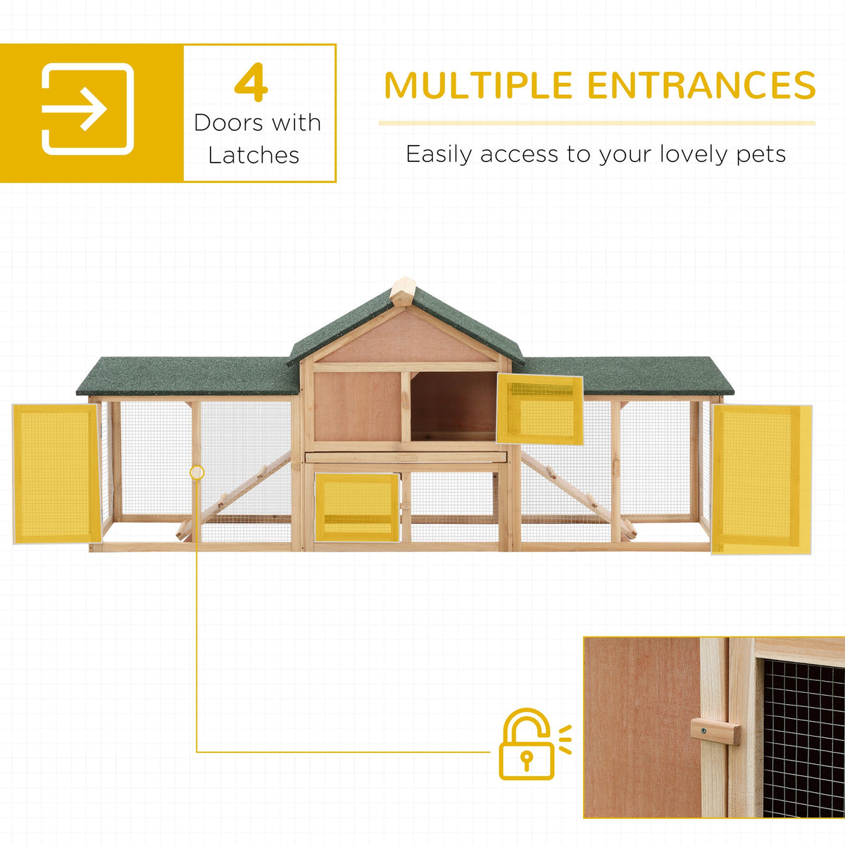 Rabbit Cage Outdoor, Rabbit House 83" 2 Story Deluxe XL Wooden Rabbit Hutch Big Bunny Cage w/ Ladder and Run