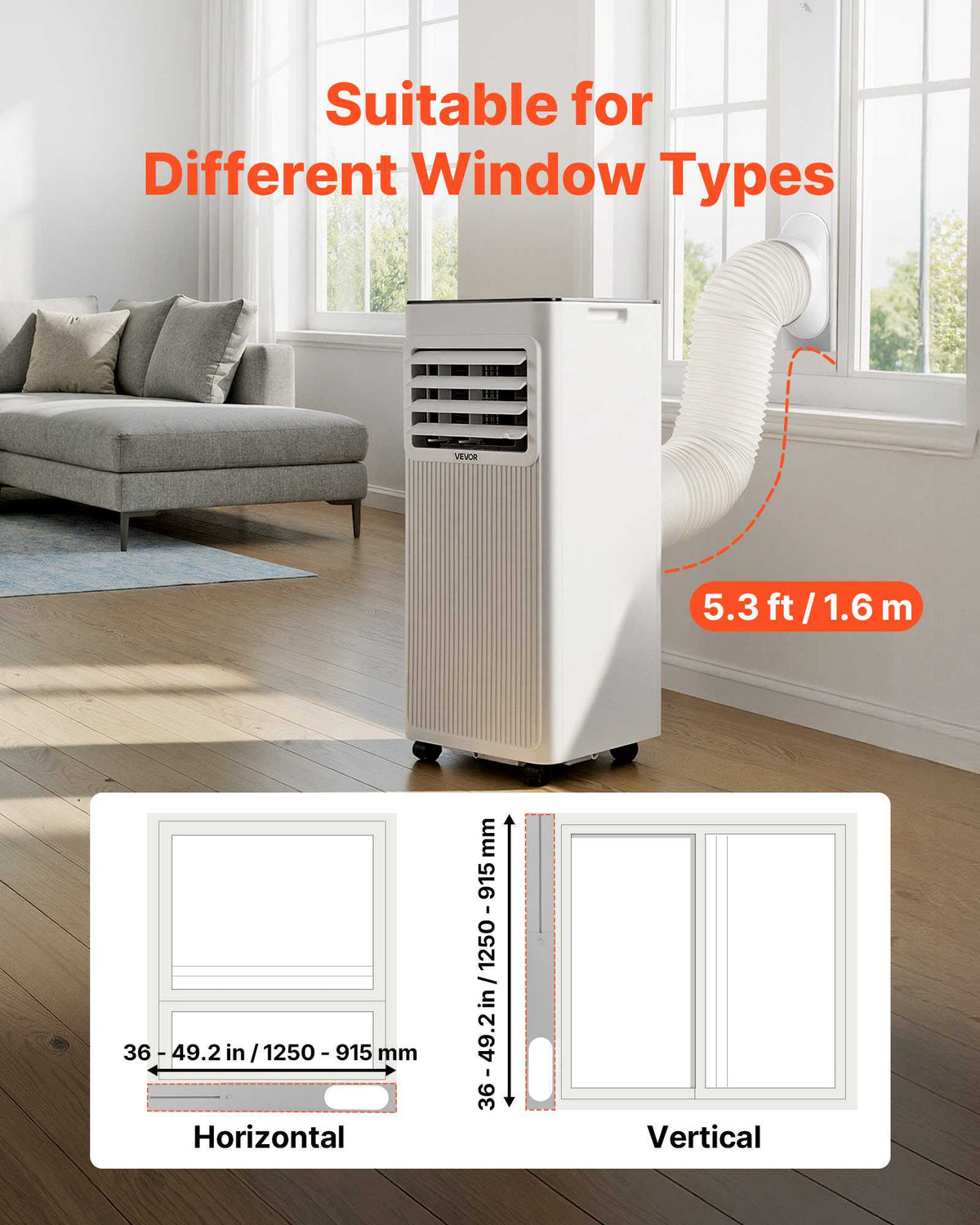 Portable Air Conditioner, 8000 BTU ASHRAE (5000 BTU SACC) 3-in-1 Standing Cooling Ac Unit, with LED Touch Panel & Remote Control, 24h Timer, Cooling, Dehumidifier, Fan for Room Indoor, White