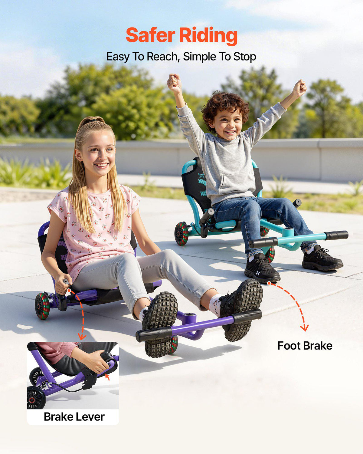 Ride on Scooter 150 lbs Swing Side-to-Side for Amazing Riding Green, for Ages 4+, Powered by Zig-Zag Motion, Ride on Toy with 3 Adjustable Length, Hand Brake, for Hard Surface Indoor & Outdoor