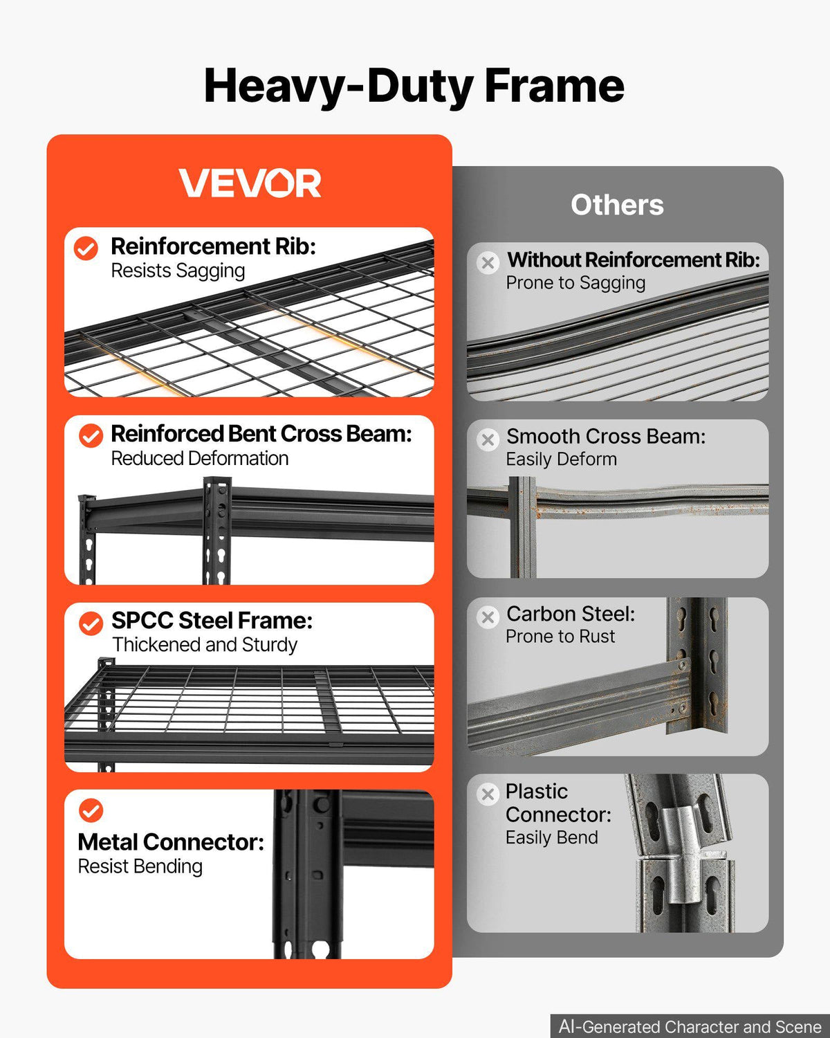 Storage Shelves, 5-Tier 3000 lbs Garage Shelving 60 x 24 x 71.4 in, for Garage, Basement, Warehouse, Workshop, Heavy-Duty Metal Stable Construction, Adjustable Wire Racks, with Gloves, Black