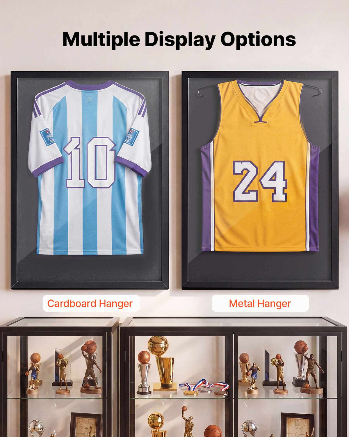 Jersey Frame Display Case, 35.4 x 27.6 x 1.2 in, Wooden Sport Jersey Shadow Box with 98% UV Protection PC Panel and Hanger, for Baseball Basketball Football Hockey Shirt Sport Uniform, Black