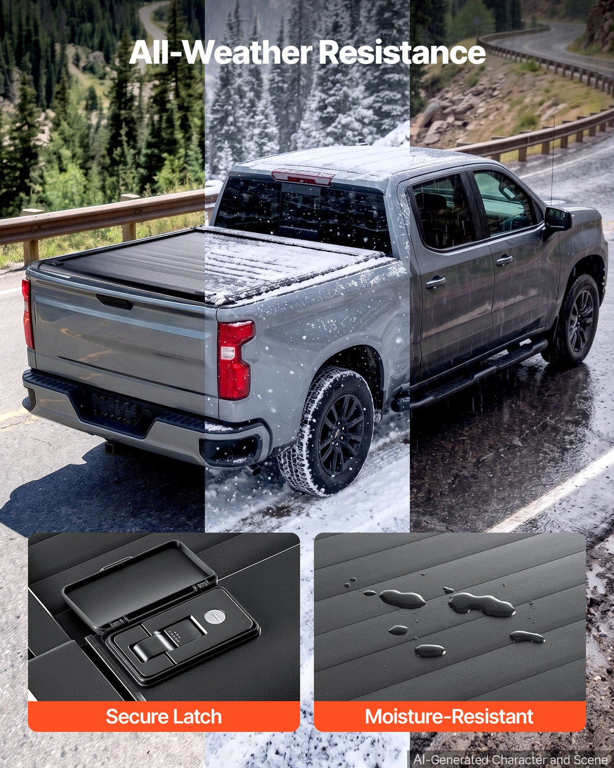 Retractable Tonneau Cover 5.8FT Hard Truck Bed Cover Manual Retract, Compatible with 2007-2026 Silverado/Sierra 1500 5.8FT Bed (69.3"), Waterproof Aluminum Frame, T-Slot & Lock Key for Trips