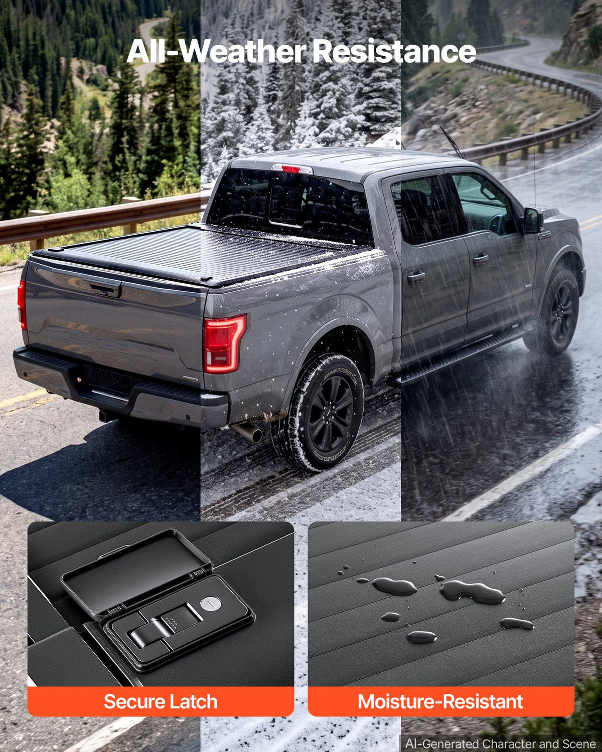 Retractable Tonneau Cover 5.5FT Hard Truck Bed Cover Manual Retract, Compatible with 2015-2026 F-150 5.5FT Bed (67.1"), Waterproof Aluminum Frame, T-Slot & Double Lock Key for Outdoor Trips