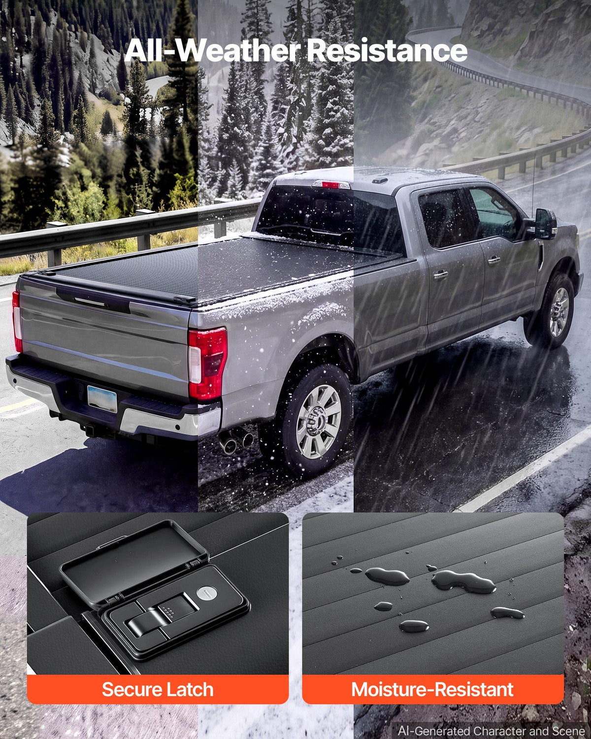 Retractable Tonneau Cover 6.8FT Hard Truck Bed Cover Manual Retract, Compatible with 2017-2026 Ford F-250/350 Super Duty 6.8FT Bed (81.9"), Waterproof Aluminum Frame, T-Slot & Lock Key for Trips