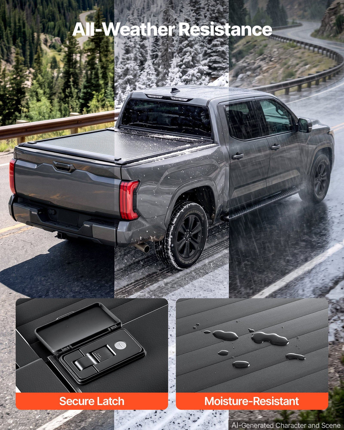 Retractable Tonneau Cover 5.5FT Hard Truck Bed Cover Manual Retract, Compatible with 2022-2026 Toyota Tundra Crew Cab with Deck Rail System 5.5FT Bed (66.7"), Waterproof Aluminum, Lock for Trips
