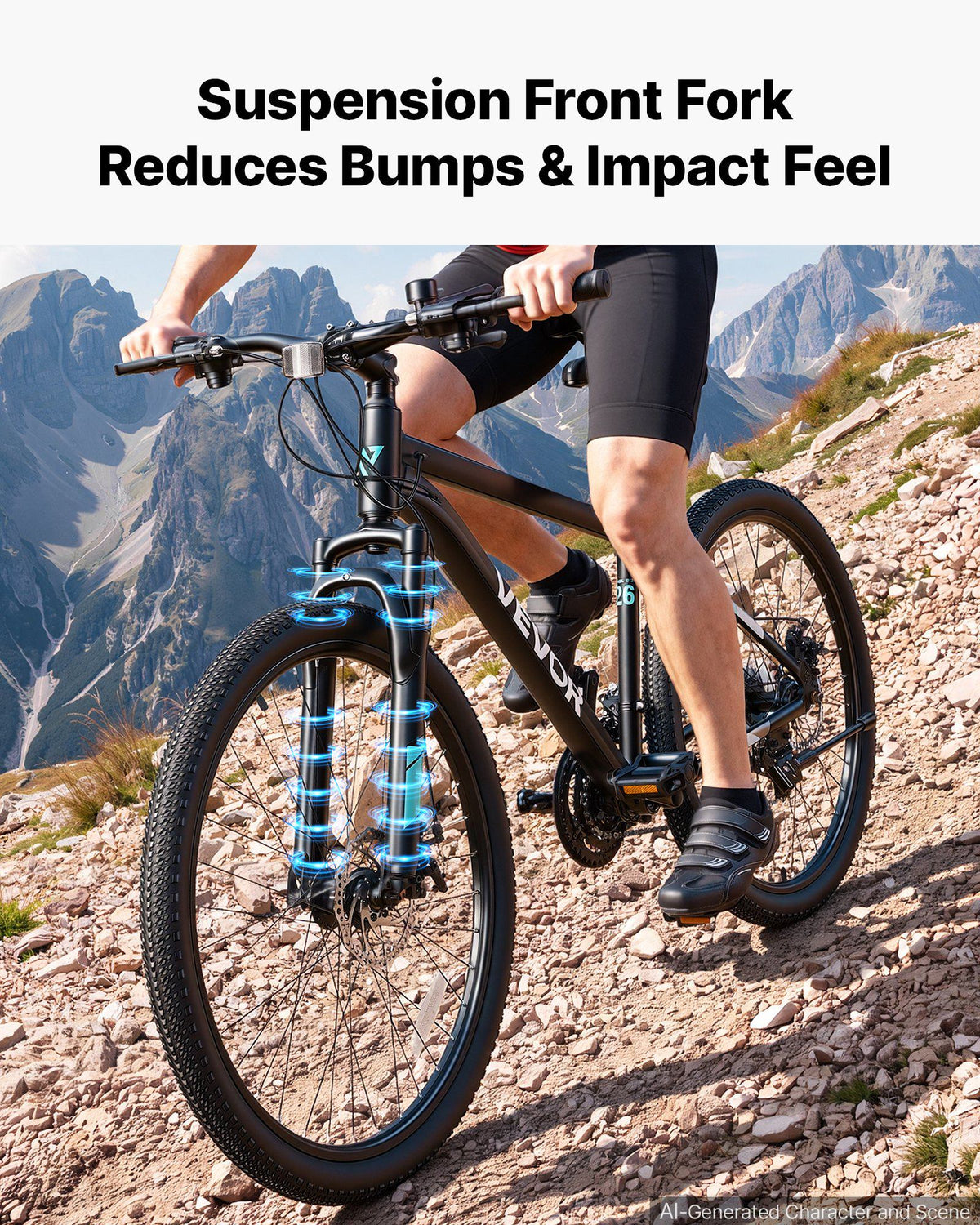 Mountain Bike for Men and Women 26 inch Outdoor Bicycle 21 Speeds, Adult Bikes, Front Suspension, Adjustable Saddle, All-Terrain Tires, Aluminum Alloy Frame, Dual Disc Brake, Pre-Assembled