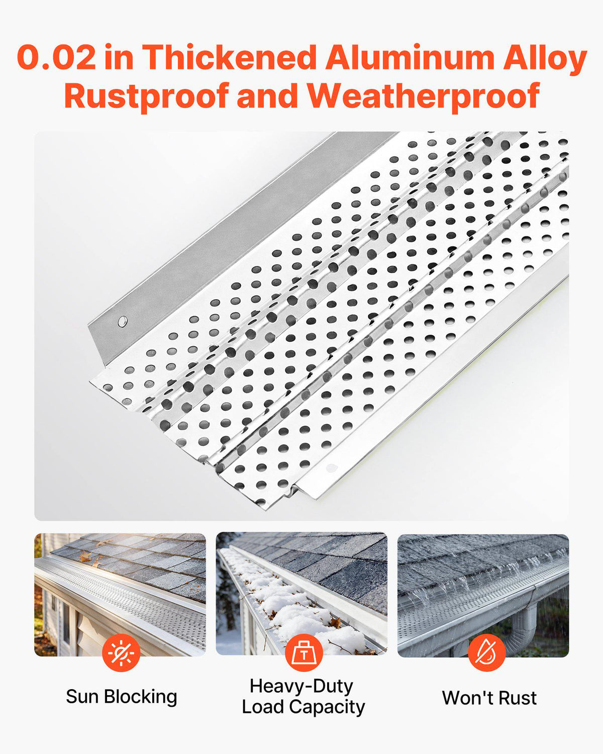 Gutter Guard, 6 in Aluminum Gutter Cover Heavy-Duty, 52ft Length Protection Cover for Leaf & Debris, 0.02 in Thickness Mill Finish, Easy DIY Install, Fast Drainage, Screws Included, 13 PCS