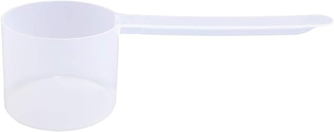 Plastic Measuring Scoop, (55 cc | 55 mL) Long Handle Spoons for Powders, Granules, Coffee, Pet Food, Baking Supplies, Protein and Other Dry Goods, BPA Free (Set of 1)