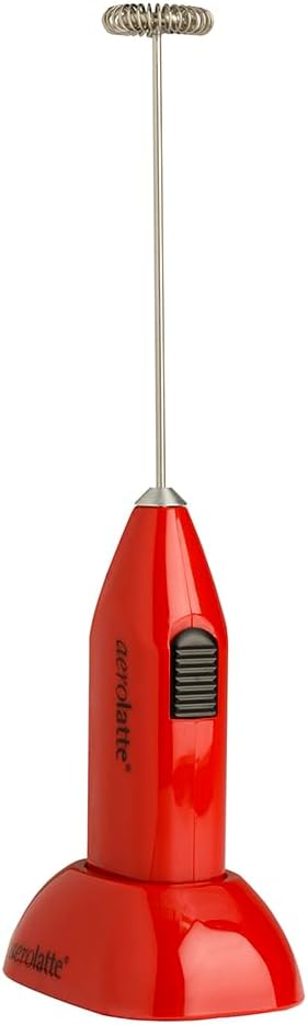 Aerolatte Milk Frother with Counter Stand, The Original Steam-Free Frother, Red