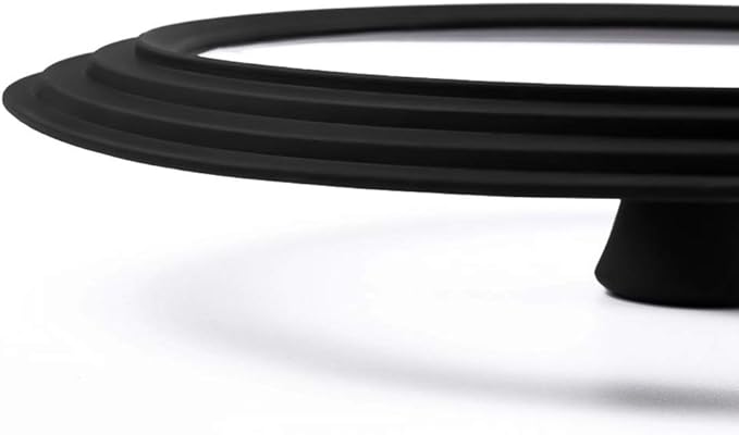 Universal Lid for Pots,Pans and Skillets - Tempered Glass with Heat Resistant Silicone Rim Fits 8", 8.5" and 9.5" Diameter Cookware,Black