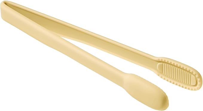 carrotez Silicone Cooking Kitchen Tongs, Anti-Slip,Non-Scratch Serving Tongs 9.25 Inches - Yellow Butter