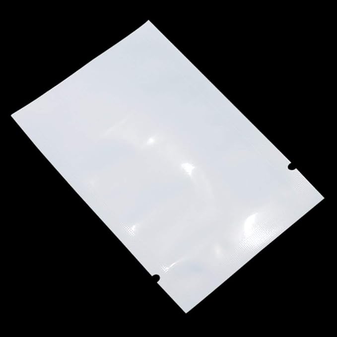 PABCK 1000 Pack 3.5x5.1 inch (Usable Size 3.1x4.7 inch) White Front Clear Open Top 2.8mil Plastic Vacuum Pouch Heat Sealable Bags for Food Storage Packets Mini Sample with Tear Notches