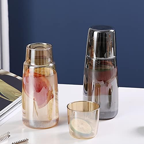GRFIT Jug Set of 750ml Glass Teapot, Transparent Water Jug with Glass Cup, Water Kettle for Household Nightstand Water Pitcher (Grey)