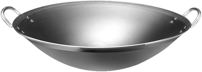 Large Iron Wok, Commercial Large Iron Wok Pan, Double Ear Wok, Not Easy to Rust,60x60x18.7cm