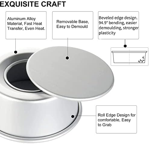 EXGOX 2 Pack 10-Inch Non-Stick Deep Aluminum Round Cake Pan With Removable Bottom For Wedding/Birthday/Christmas Cake Baking Round Cake Tin Set With Loose Base