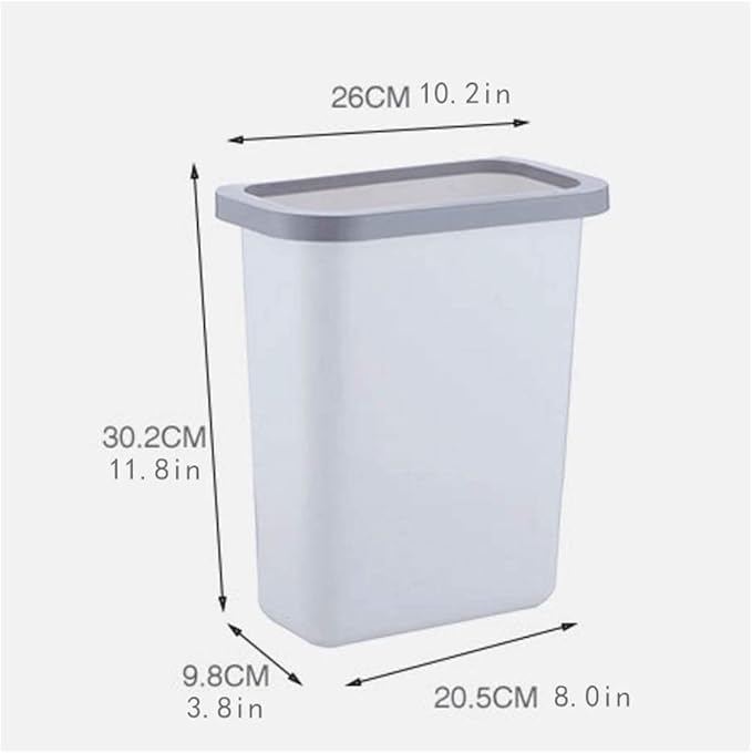 Trash Cans Hanging Waste Bin Under Kitchen Sink,Plastic Dustbins Over Cabinet Door with Top Ring to Fix Garbage Bag Outdoors and Home (Color : White)