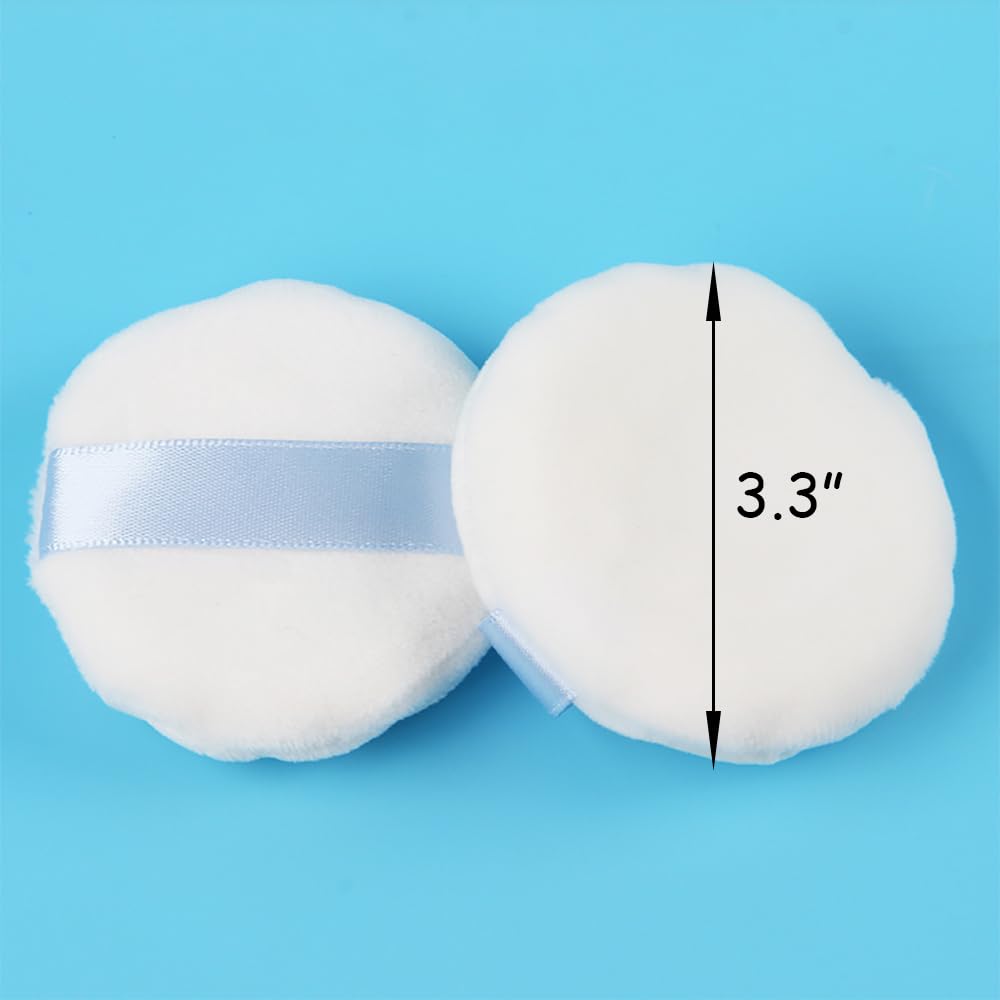 Ultra Soft Powder Puff and Container 3.3" High Density Velvet Dusting Washable Reusable Powder Puff,Body Powder Puff and Glass Jar Holder Loose Powder Box with Puff for Face Makeup(Amber)