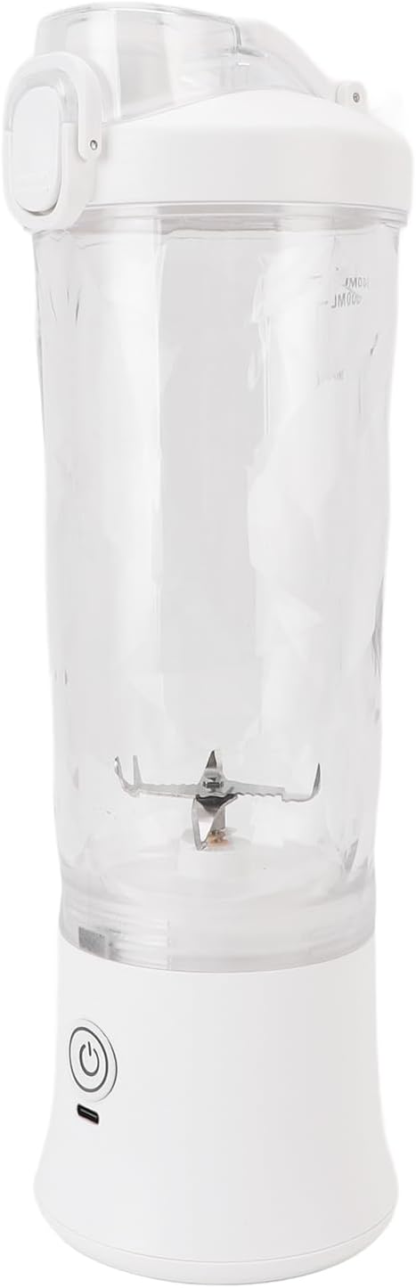 Portable Mini Blender with Powerful Motor and RGB Light for Travel Gym, 600ml USB C Rechargeable Juicer Cup in Premium PC