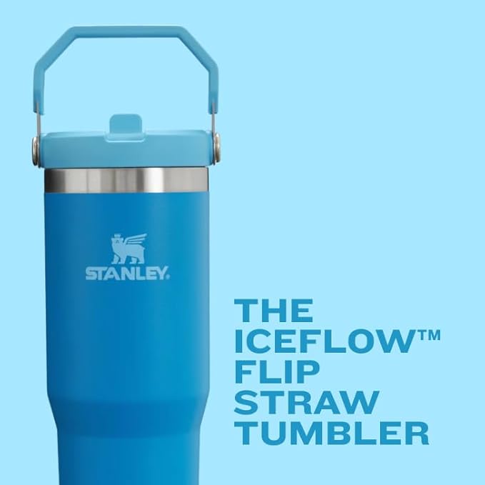 Stanley IceFlow Flip Straw Tumbler with Handle 30 oz | Twist On Lid and Flip Up Straw | Leak Resistant Water Bottle | Insulated Stainless Steel |BPA-Free | Tigerlily Plum