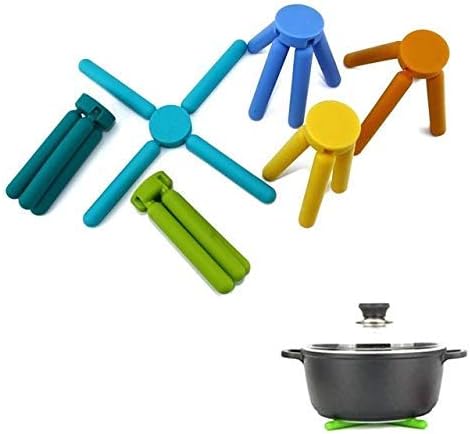 3/Pack Foldable Trivets Silicone, FENGCHEN Folding Trivets, Non-Slip Collapsible Cross Compact Design Expandable Silicone Pot Holder,Grey