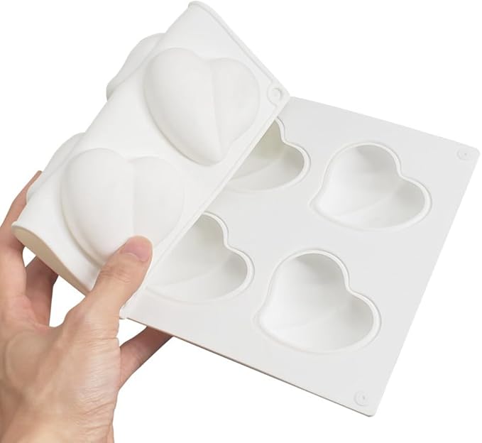 Heart Silicone Chocolate Mold DIY Cake Accessories Molds Kitchen Ice Cubes Biscuit Pastry Manual Baking Mould (Heart F_11.8 X6.8 X0.8inch)