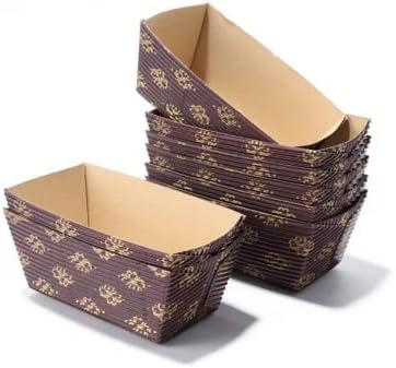 Angel's Peel Lounge Paper Baking Pans Pack of 50 – Microwave Oven & Freezer Safe Rectangular Baking Pans for Baking Bread, Small Meatloaf, Cake and Sweets,(Loaf Pan 3” x 1.5” x 1.5”)