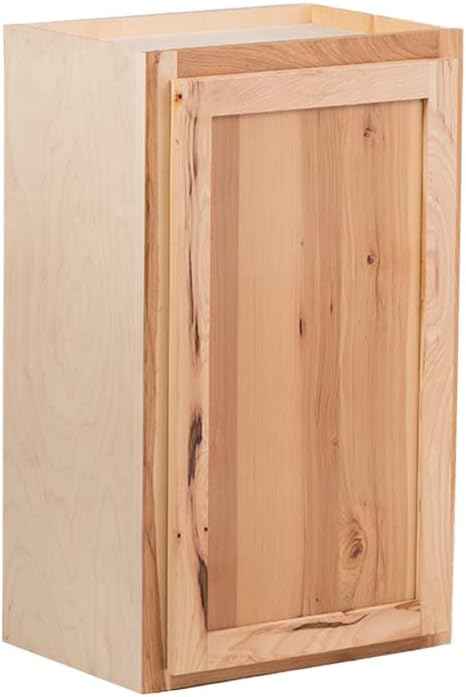 Quicklock RTA (Ready-to-Assemble) 42" Tall Wall Kitchen Cabinets - Shaker Style | 100% Hardwood | Made in America | Soft Close Hardware (Rustic Hickory, 12" D x 15" W x 42" H)