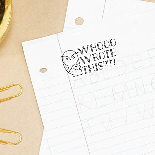 Custom Self-Inking Teacher Stamps | 49 Designs | Fun Phrases | Grading Made Easy | Classroom & Library Book Stamps (Whooo Wrote This?, Large)