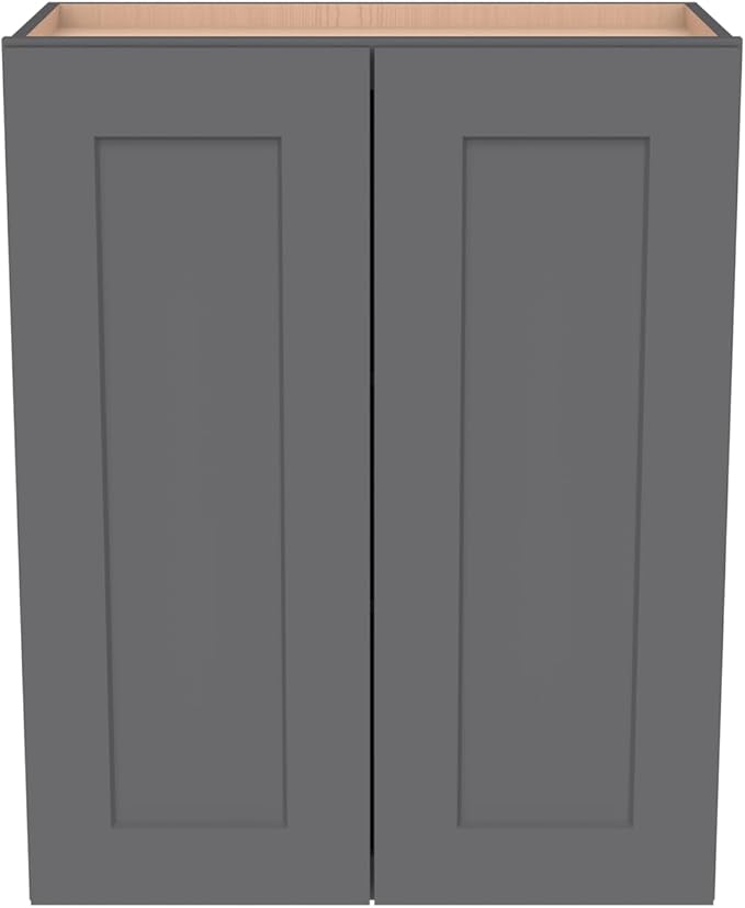 Wall-Mounted Cabinet – Solid Wood Shaker Style Medicine Cabinet with Adjustable Shelves & Soft-Close Doors for Bathroom, Kitchen, and Office Storage (Pebble Gray, 39" W x 12" D x 36" H)