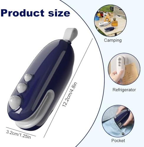 2-in-1 Mini Bag Sealer & Cutter, Rechargeable Handheld Snack Bag Heat Sealing Machine with Magnet, Portable Resealer for Food Storage, 2-Pack (White)