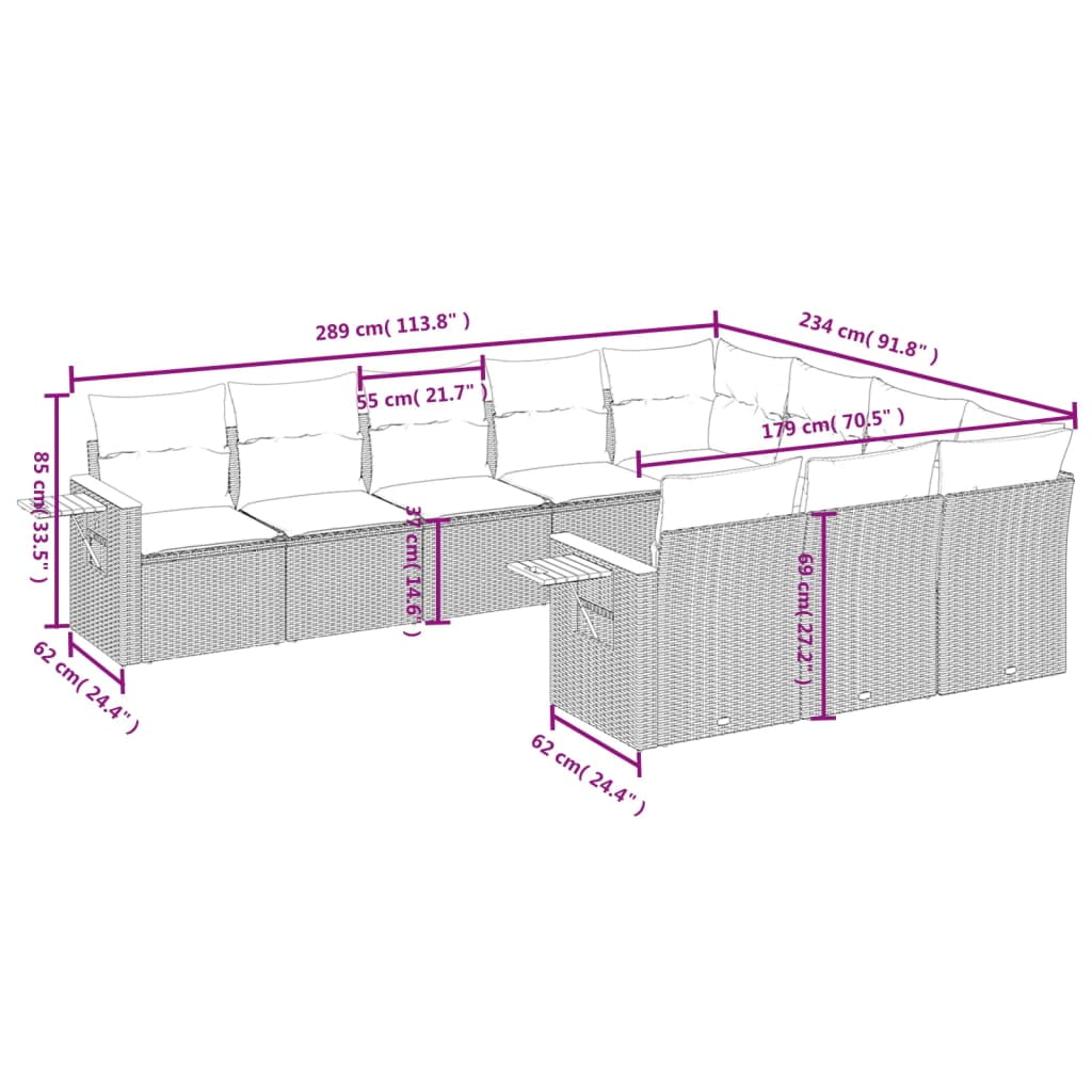 vidaXL Garden Sofa Set Grey