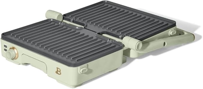 Panini Press Indoor Grill 1 2-in-1200W Non-Stick Removable Plates Sandwich Maker by Drew Barrymoree. (Sage Green)