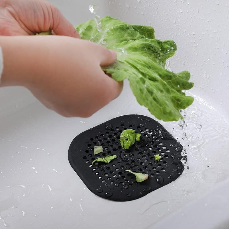 2 Pack Drain Hair Catcher Silicone Drain Protector Hair Stopper with Suction Cup for Shower Kitchen Bathroom White Grey