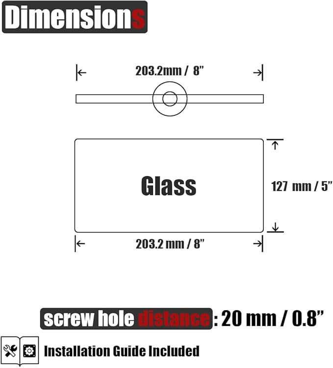 JQK Bathroom Glass Shelf, Tempered Glass Shower Storage 8 by 5 inches, 304 Stainless Steel Brushed Finish Wall Mount, TGS101L8-BN