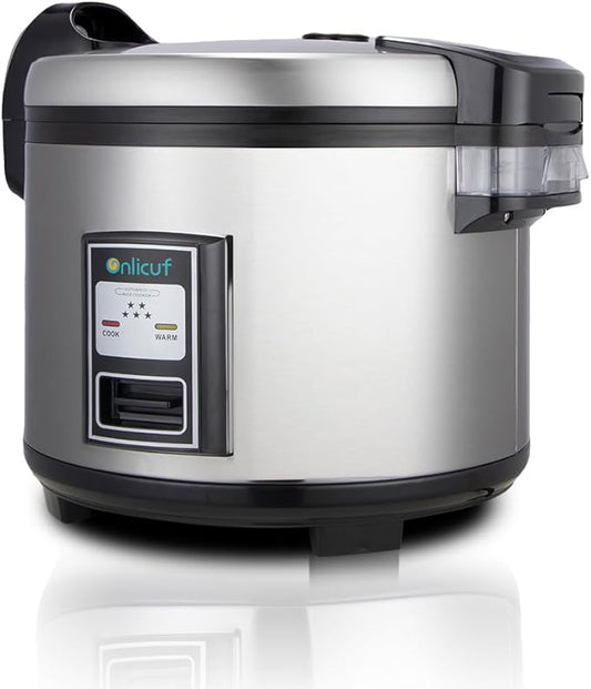 Commercial Rice Cooker 35 Cups Uncooked (70 Cups Cooked) with Stainless Steel Exterior,Large Rice & Grain Cooker for Restaurant,Double Protection,Silver
