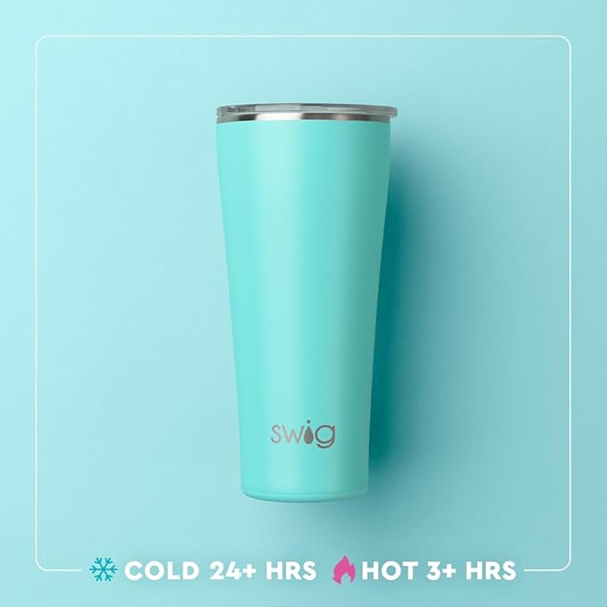 Swig Life 32oz Insulated Tumbler, Travel Coffee Tumbler with Lid, Cup Holder Friendly Travel Coffee Mug, Stainless Steel with Lid (Howdy Holidays)