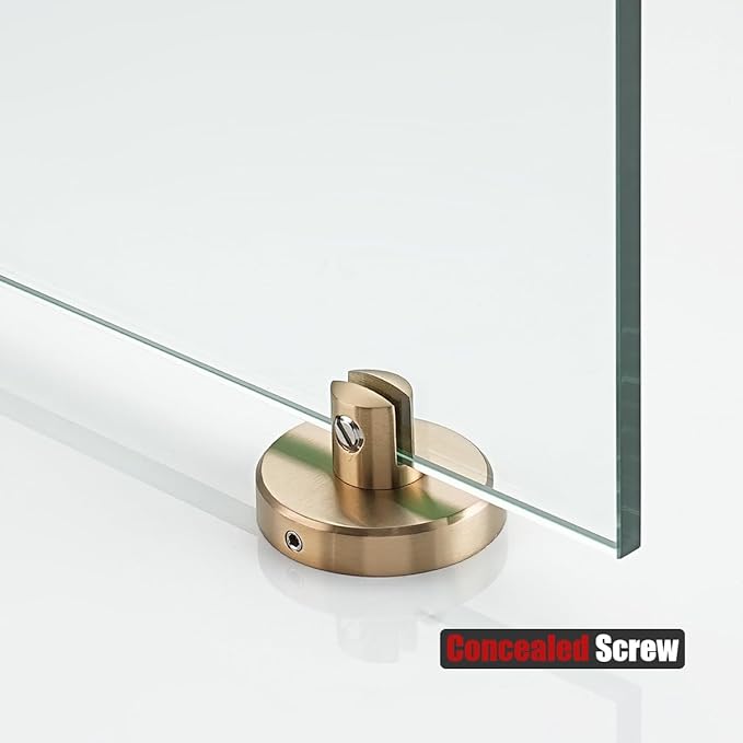 JQK Bathroom Glass Shelf, Tempered Glass Shower Storage 20 by 5 inches, 304 Stainless Steel Champagne Bronze Wall Mount, TGS101L20-CB