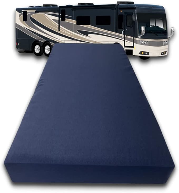 FoamRush 6-Inch Bunk (35" x 79") Gel Memory Foam RV Mattress Replacement with Canvas Navy Cover, Medium Firm, Made in USA, Camper Trailer, Removable Water-Resistant Outdoor/Indoor Cover w Zip