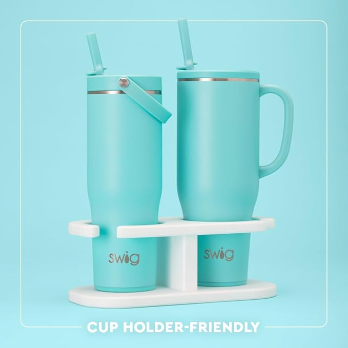 Swig Life 40oz Leak Proof Mega Mug, 40oz Leak Proof Tumbler with Handle and Straw, Extra Large Insulated Tumblers, Cup Holder Friendly Travel Mug, Reusable Leakproof Water Bottle (Saltwater Camo)